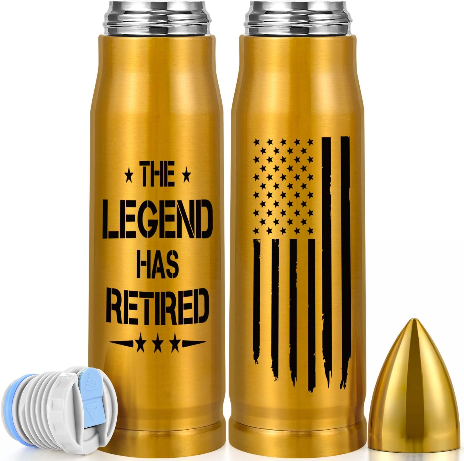 Lifecapido Retirement Gifts for Men, Best Retirement Gifts, Cool Retirement Gifts Birthday Christmas Gifts for Men Dad Grandpa Brothers Coworkers,The Legend Has Retired 17oz Bullet Tumbler, Gold