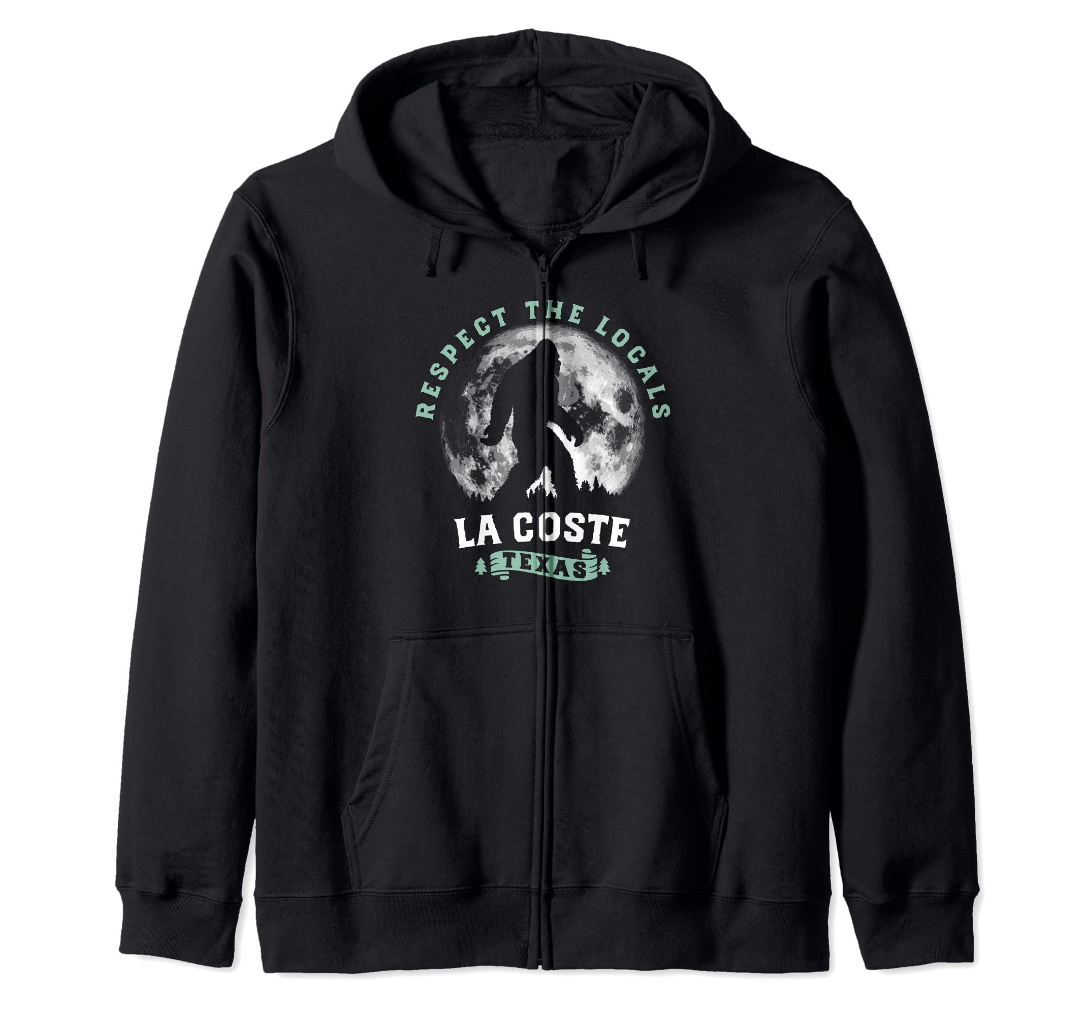 State Of Texas Sasquatch Lone StarLa Coste Texas Bigfoot Night Walk Retro Moon Zip Hoodie