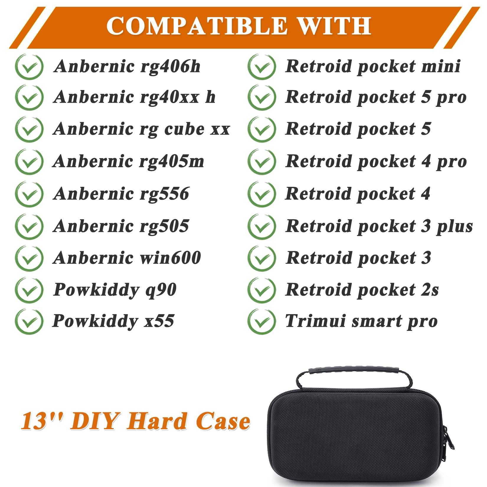 LANVODO Hard Case With Customizable Foam, 8.8 Inch EVA Case Compatible With Anbernic Rg35xx/rg35xx Plus/rg353v/rg28xx/rg34xx/rg406v/ Rg40xxv/rg35xx H/rg Cube/rg405v, Trimui Brick/smart
