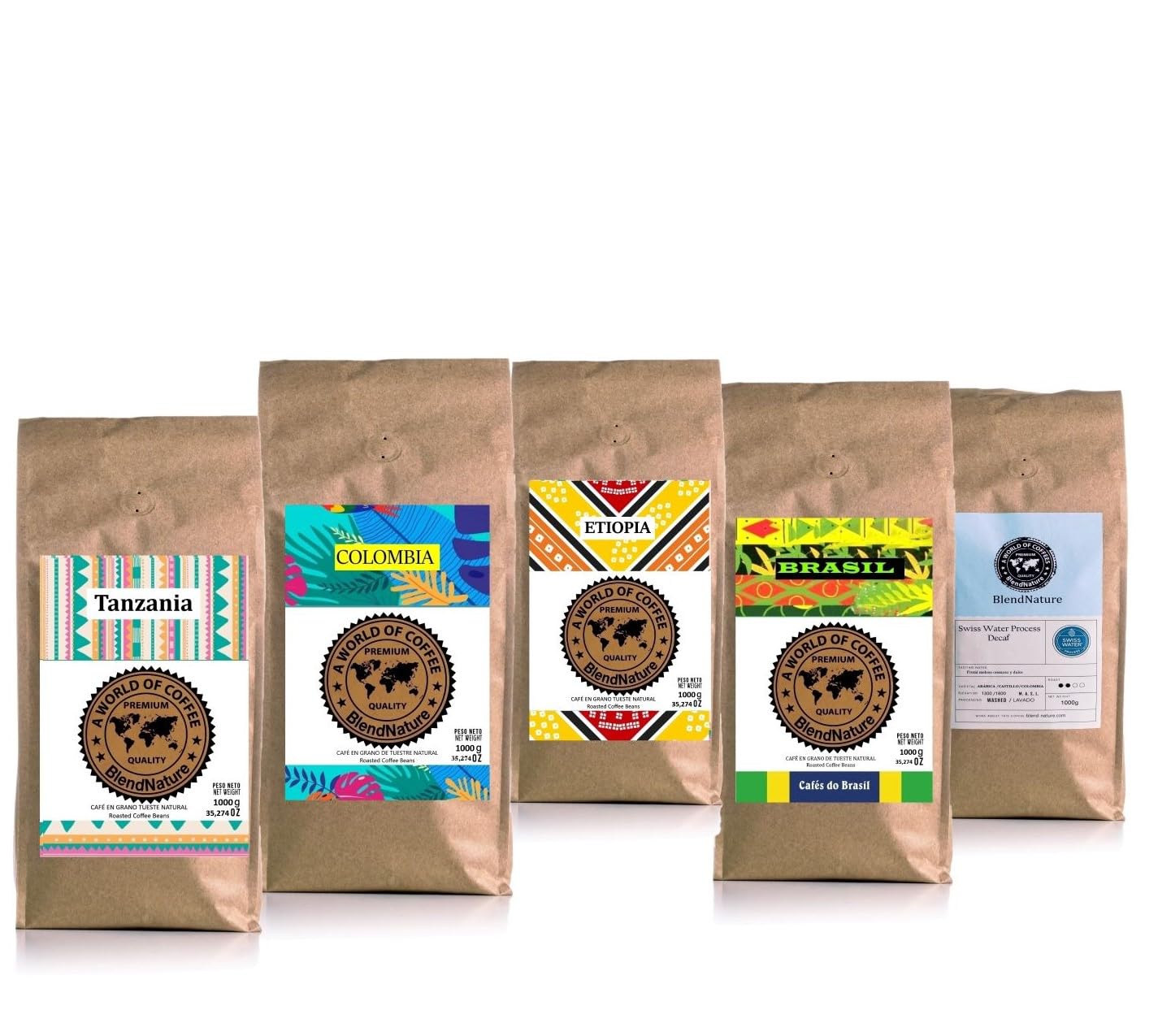 Cafe en grano Arabica tueste natural Origen Único Etiopia–Calificación Excelente 86 puntos por la SCA- Café Dulce equilibrado-Cafe de especialidad-florece a una altitud por encima de 1.800m