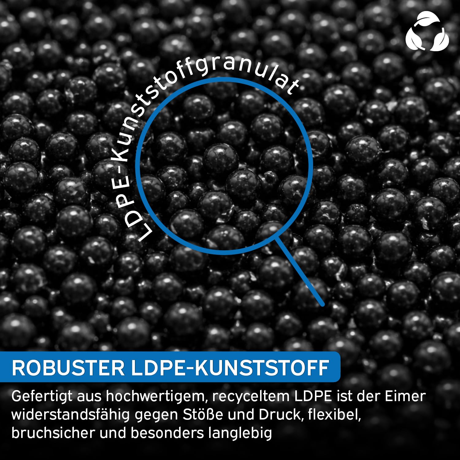 kör4u Secchio da costruzione, set da 10 pezzi, 20 l, nero con robusta archetto in metallo, secchio rotondo robusto in LDPE – per costruzione, giardino, casa e artigianato
