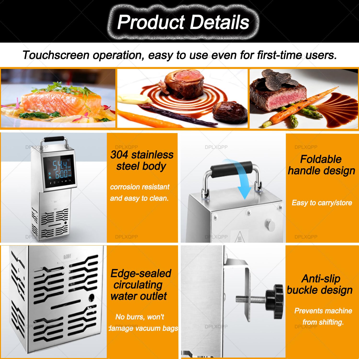 Olla De Inmersión Sous Vide 2000w Profesional: Máquina De Cocción Al Vacío con Pantalla LED,Temporizador 1min-99h,Acero Inoxidable,Ahorro Energético,para Uso Intensivo En Cocina