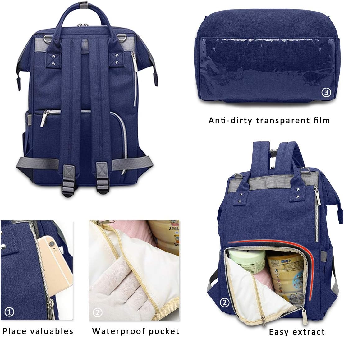 Multifunction Baby Nappy Changing Backpack with Stroller Strap