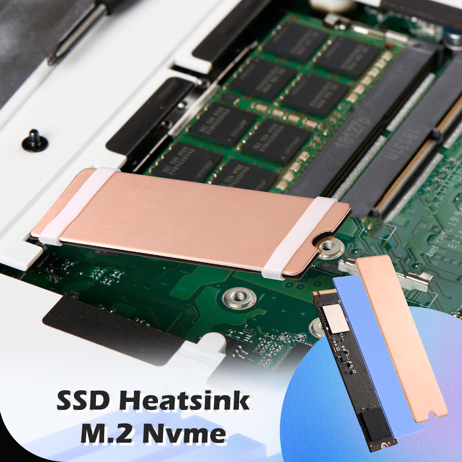 Pushglossy Laptop M. 2 - Kit de disipador térmico para portátil NVMe M. 2 disipadores de calor de cobre para portátil M.2 2280 SSD