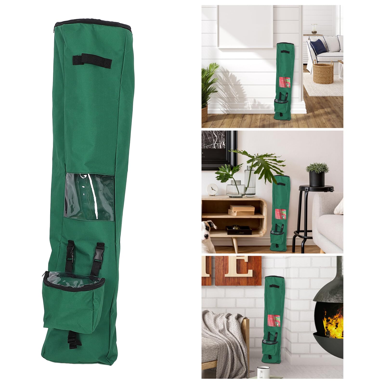 GANAZONO Faltbare Geschenkpapier Aufbewahrungstasche aus Oxford Reißfest mit Reißverschluss Multifunktionaler Organizer für Geschenkpapier Bänder und Partyzubehör Grün