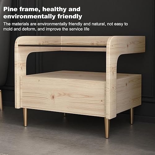 Miniatura 3 de FQMYLTYN Moderna mesita de noche de madera maciza con cajón, mesa de noche de madera de primera calidad, mesa auxiliar, Mesita de Noche para
