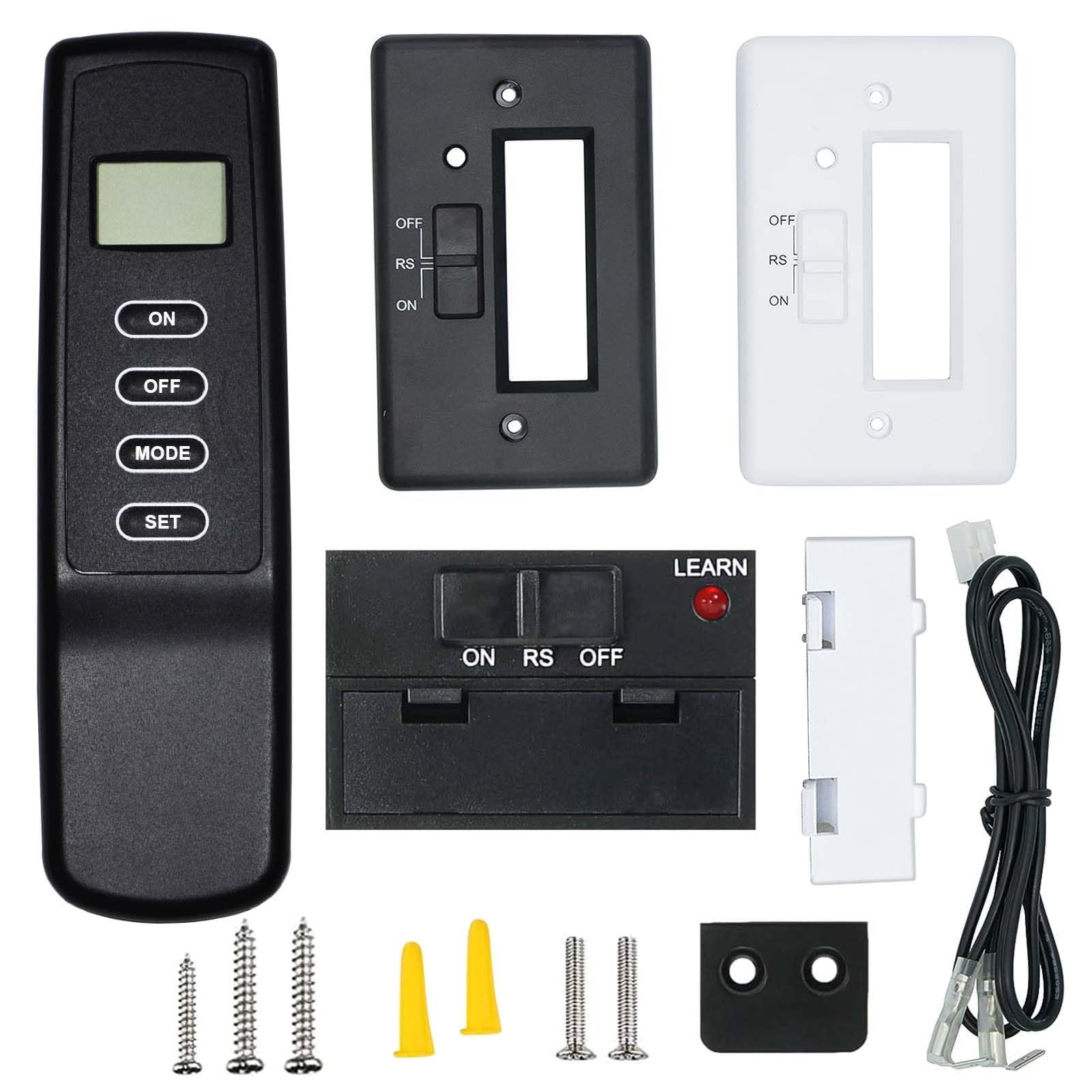 DEEKOOLGas Fireplace Remote Control Kit for Millivolt Gas Valve Fireplaces and Stoves, LCD Fireplace Remote with Thermostatic & On/Off Controls & Receiver, Compatible with Skytech, Without Batteries