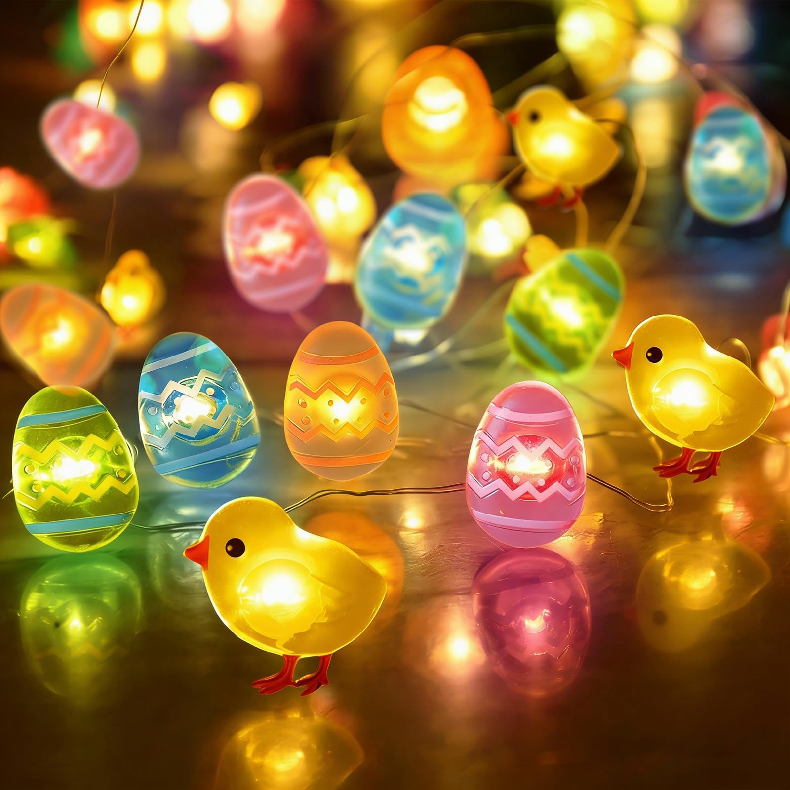 KATELUO Lichterkette Ostern Deko Lichterketten Batteriebetrieben, 3 Meter 30 LED Osterlichterkette, Osterküken Lichterkette Ostereier, LED Osterbeleuchtung, Osterdeko für Ostern Geburtstag Party