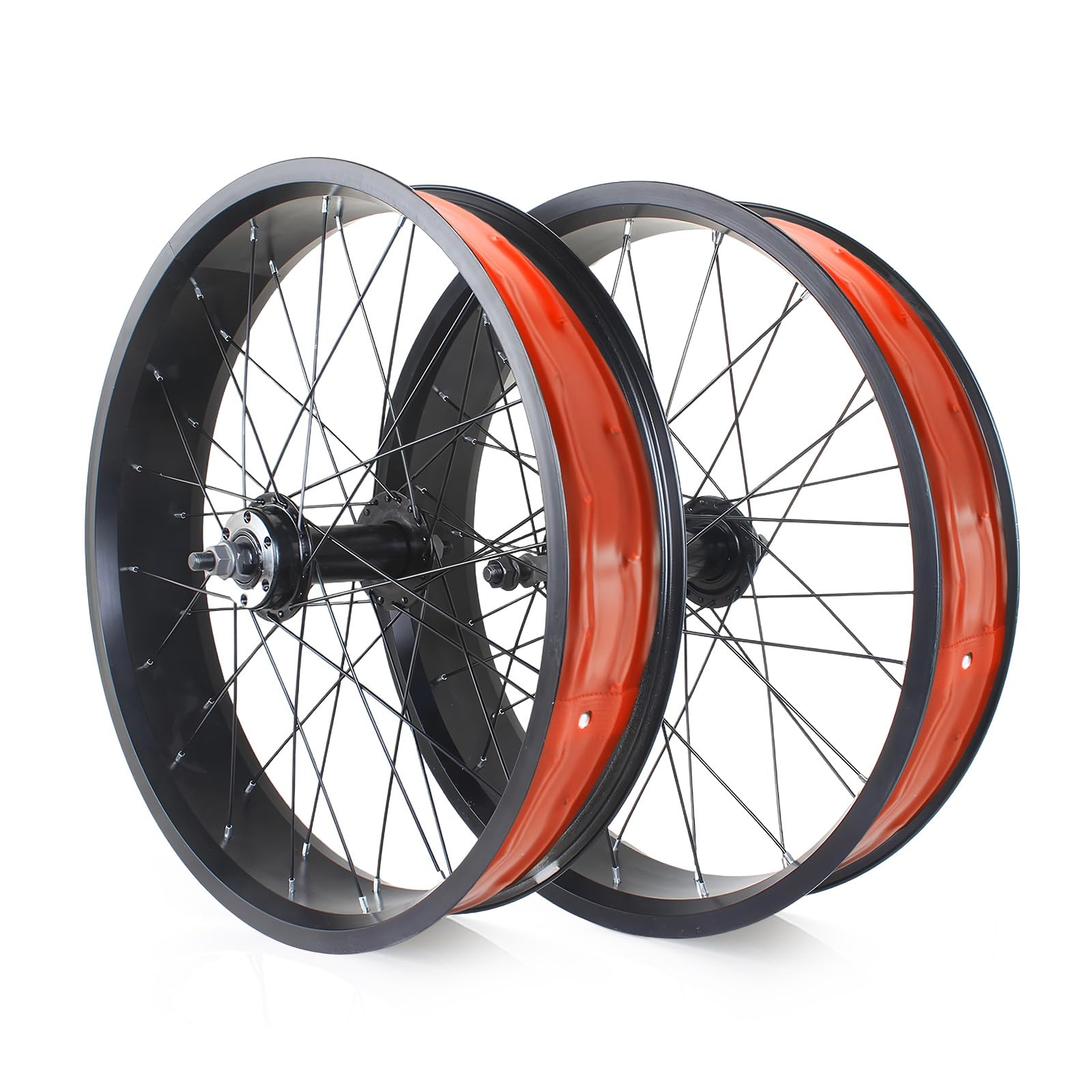 20in/24in/26in X 4.0" Fat Tire Bike Front Rear Wheel Disc Brake Snow Bike Wheelset QR 135mm/195mm 36H Hubs Beach Bike Wheels 14G Spokes for 7/8/9/10s Rotary Freewheel E-Bike Black