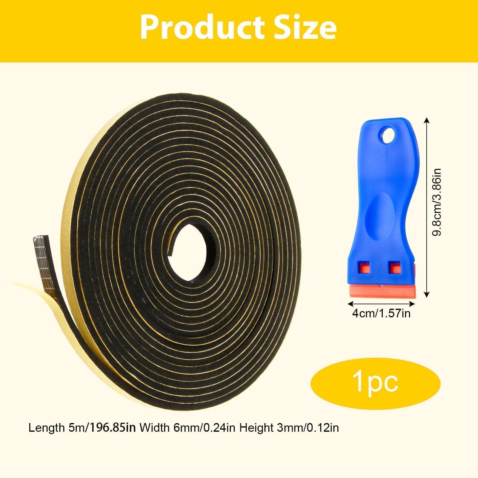 Joint Mousse Adhésif Autocollant 5m pour Plaque de Cuisson avec Grattoir 6x3mm