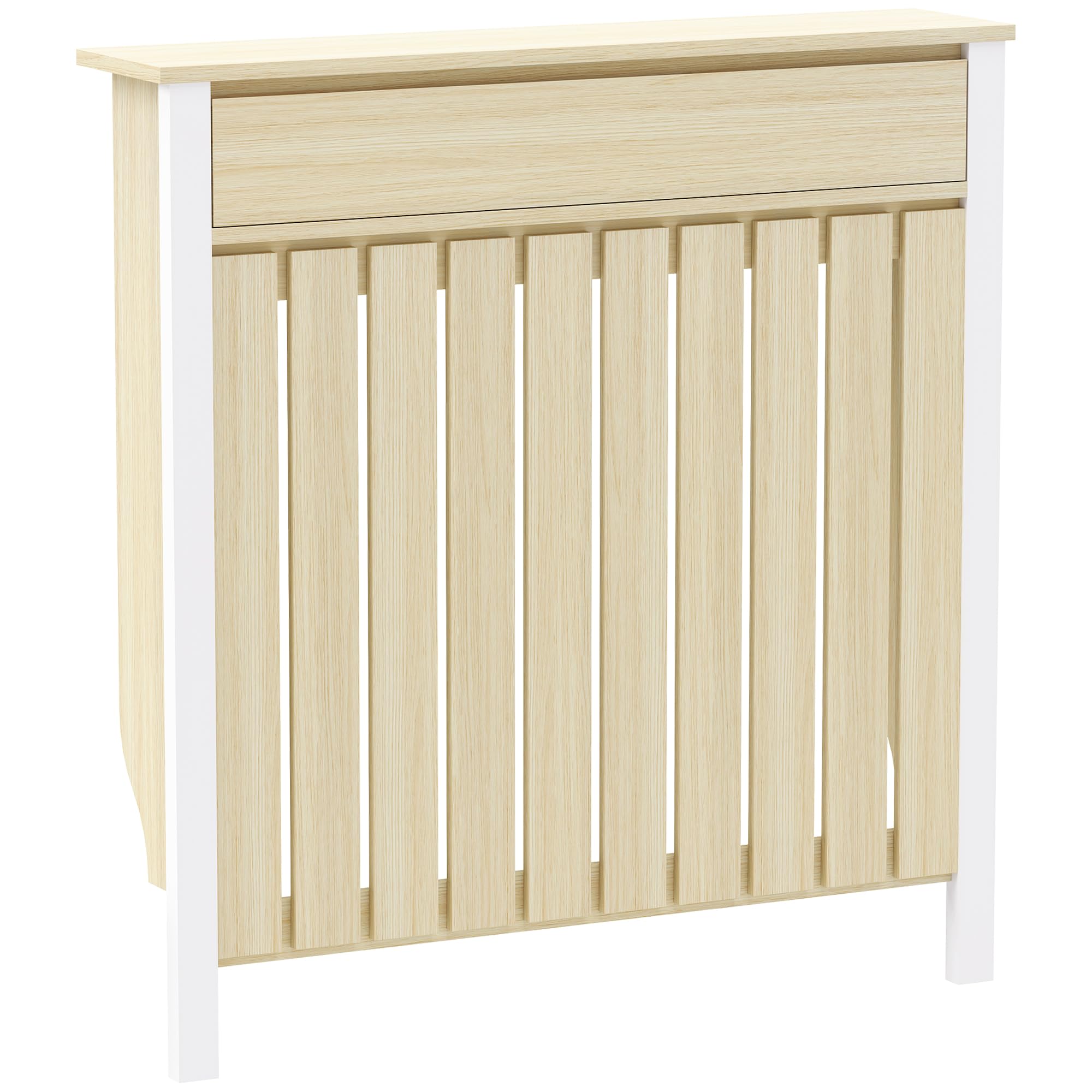 Homcom Oak Radiator Cover With Drawer, Small, 88.5 X 19 X 93Cm,