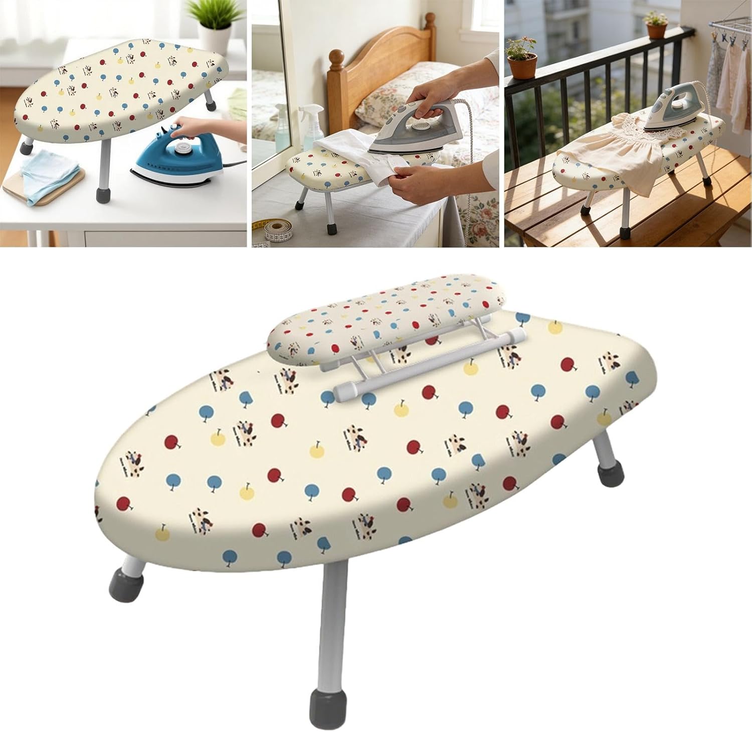 Small Tabletop Ironing Board Heat Resistant Cover Compact Mom Gift Washable Removable Cover for Laundry Room Home Apartments, with Sleeve Board