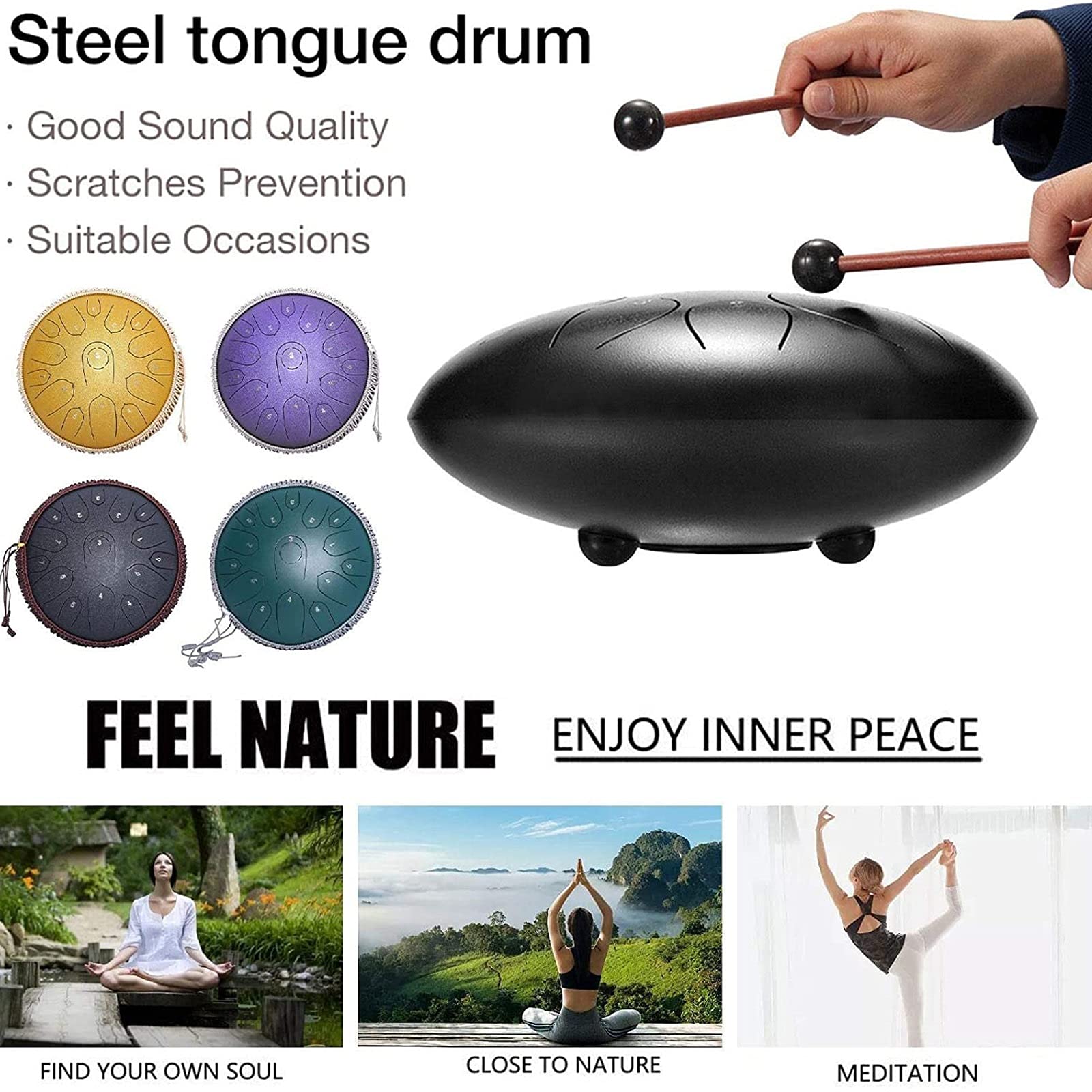 14インチスチールタングドラム、15ノートCキーハンドパンドラム