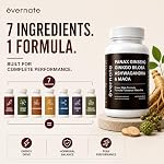 ONE Maca, Ginkgo Biloba, Panax Ginseng, Tribulus, Tongkat Ali, L-Arginine & Ashwagandha – Energy, Stamina, Endurance & Vitality Support – Made in Canada