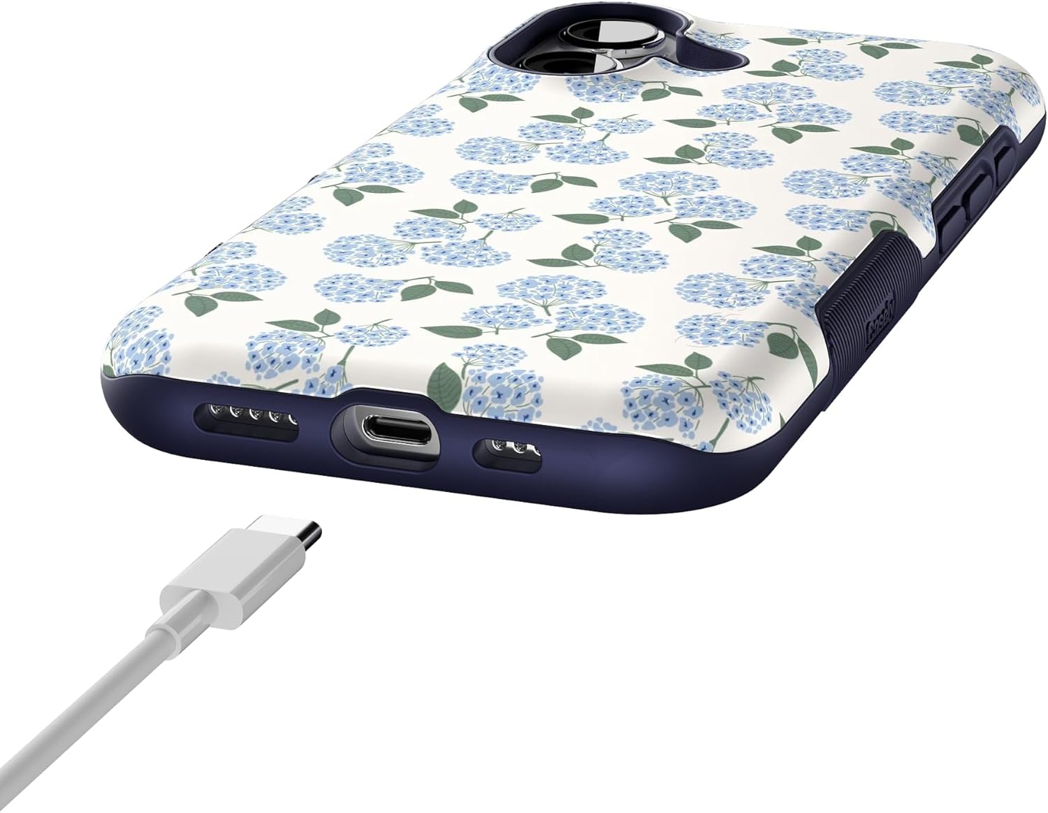 Casely iPhone 17 Case | Nantucket Cottage | Blue Hydrangea | Bold Protective Design | Compatible with MagSafe