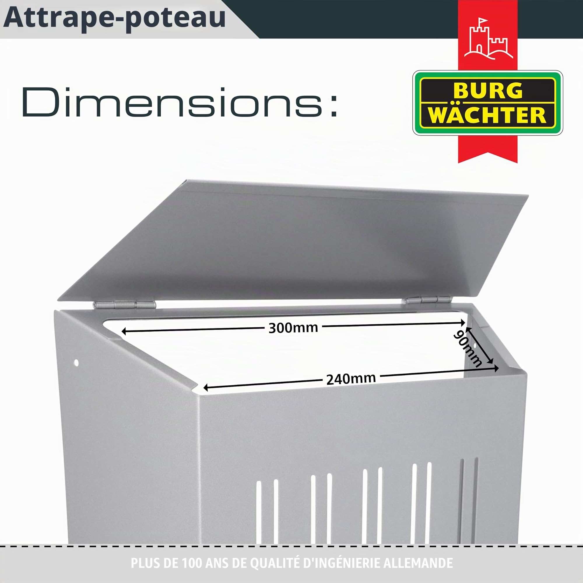 Sterling MC06S Receveur de courrier, argent, 345 mm x 352 mm x 120 mm