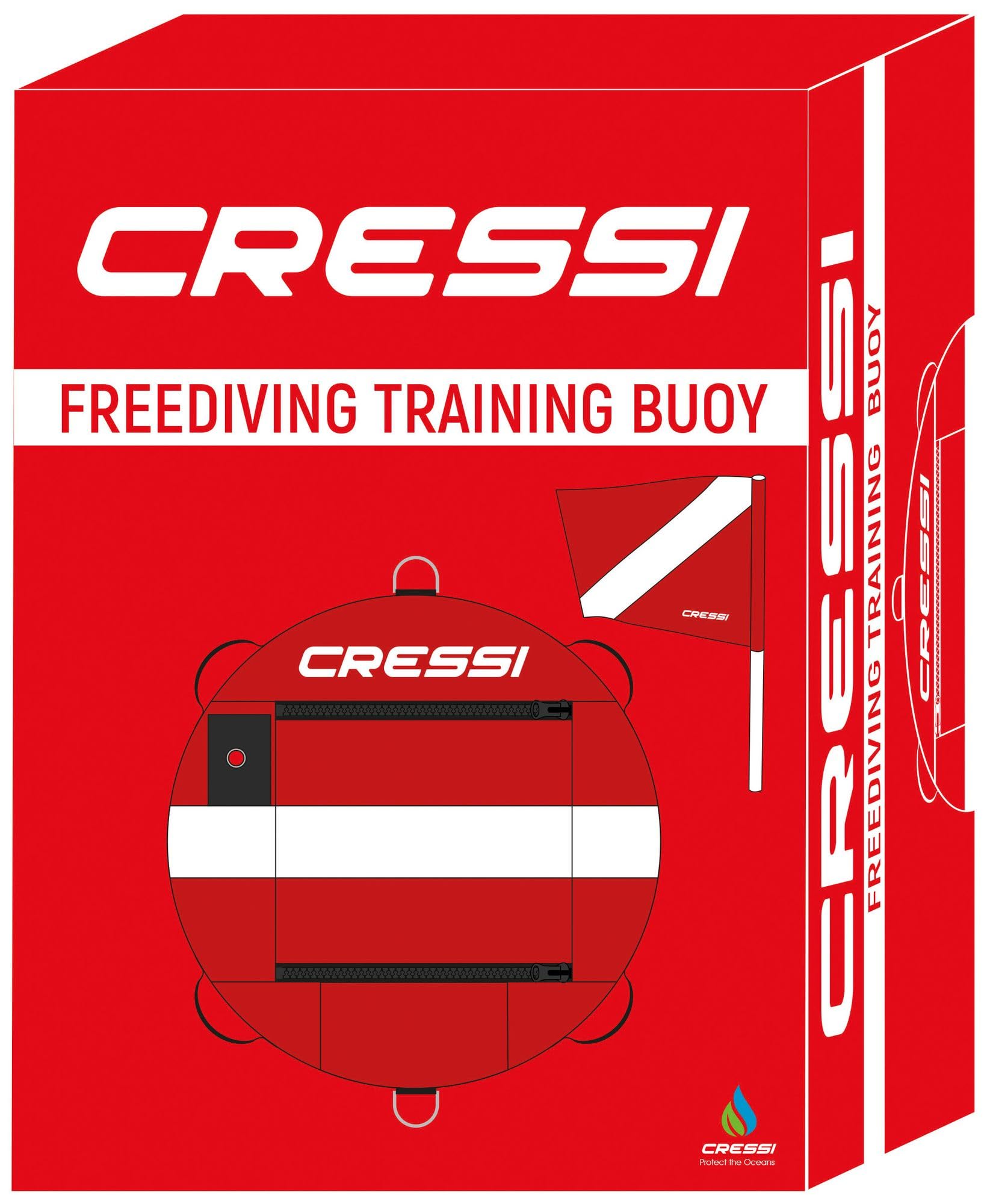 Cressi Freediving Buoy - Boa Gonfiabile Unisex di Segnalazione dedicata all’ Apnea e Immersioni Libere, Nuoto, attività Acquatiche, Grande visibilità, Rosso/Bianco, Taglia Unica