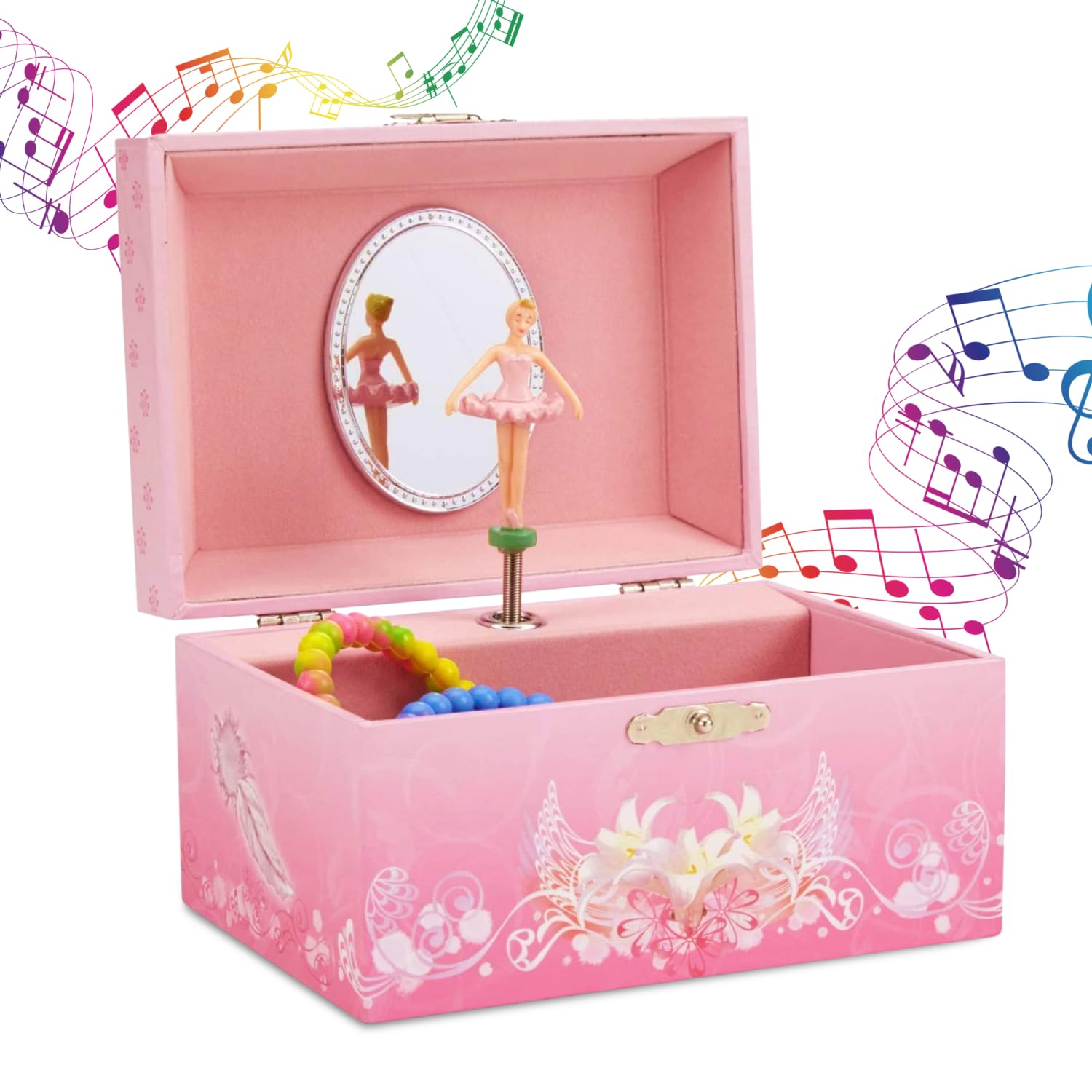 Jewelkeeper - Spieluhr Schmuckkästchen für Mädchen mit drehender Ballerina, Rosa Design - Schwanensee Melodie