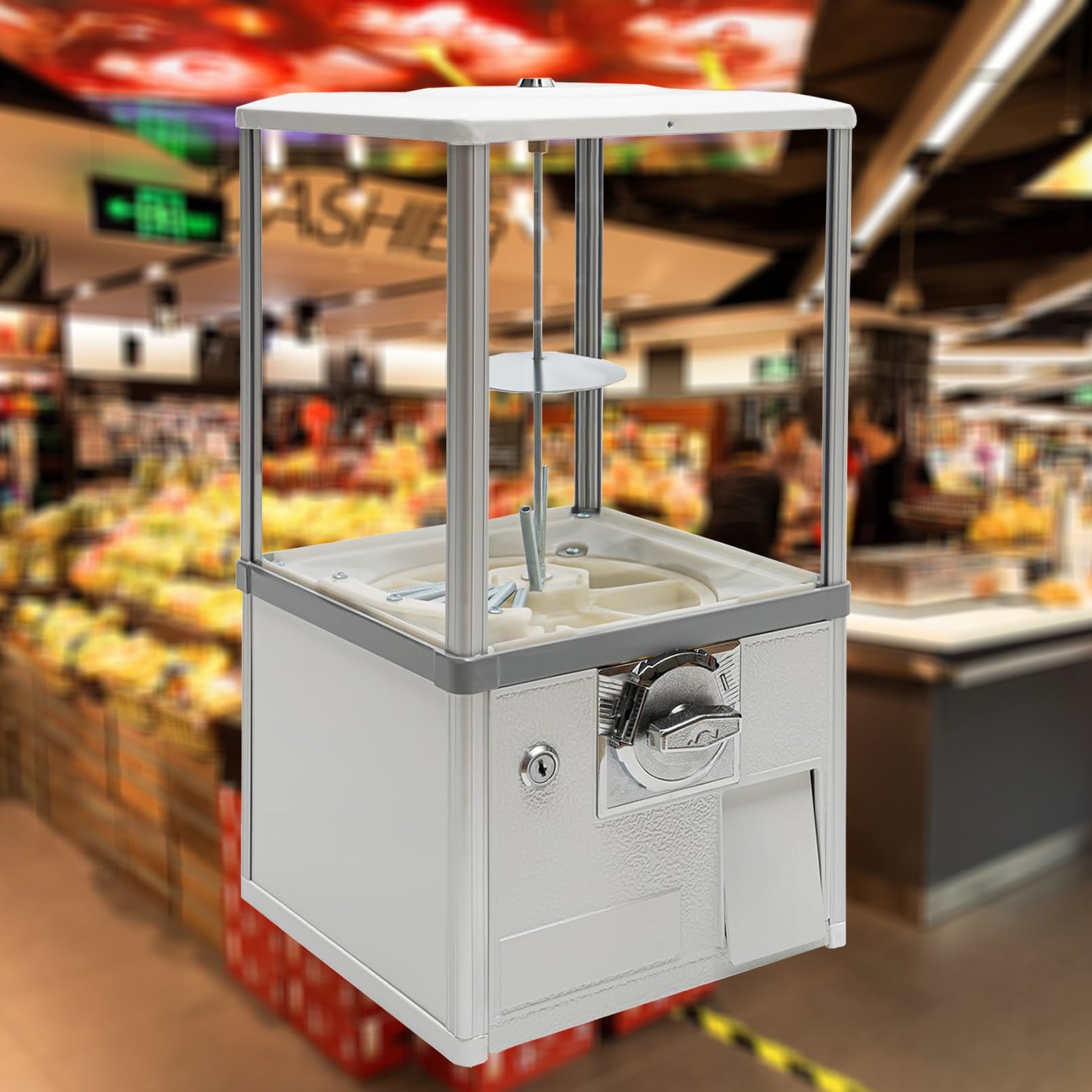 Kaugummiautomat,Bonbon Kaugummiautomat,Verkaufsautomat Kleiner,Vintage Süßigkeitenautomaten,Preisautomat für 4,5-5,5 cm Große Geräte, für Zuhause, Spieleladen, Convenience Store(White,10 PENNY/One Tim