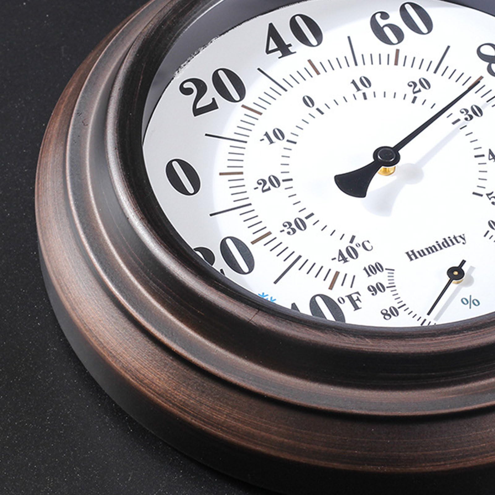 2-in-1-Temperatur und Luftfeuchtigkeitsmesser, keine Batterie erforderlich, Hygrometer, rund, 7, Zoll, für Zuhause, Zimmer, Gefrierschrank, Gewächshaus, klassisches Thermometer für Raumtemperatur