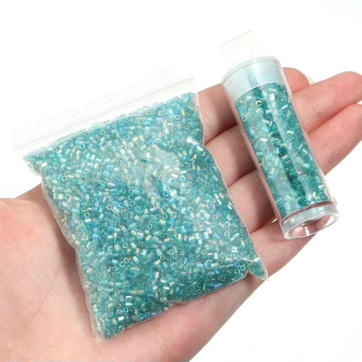 Koraliki szklane, Przekładka, 1100-5000 szt. 2mm AB kształt koloru koraliki do wyrobu biżuterii luźna bransoletka DIY naszyjnik(Lake Green,2mm 5000pcs bagged)
