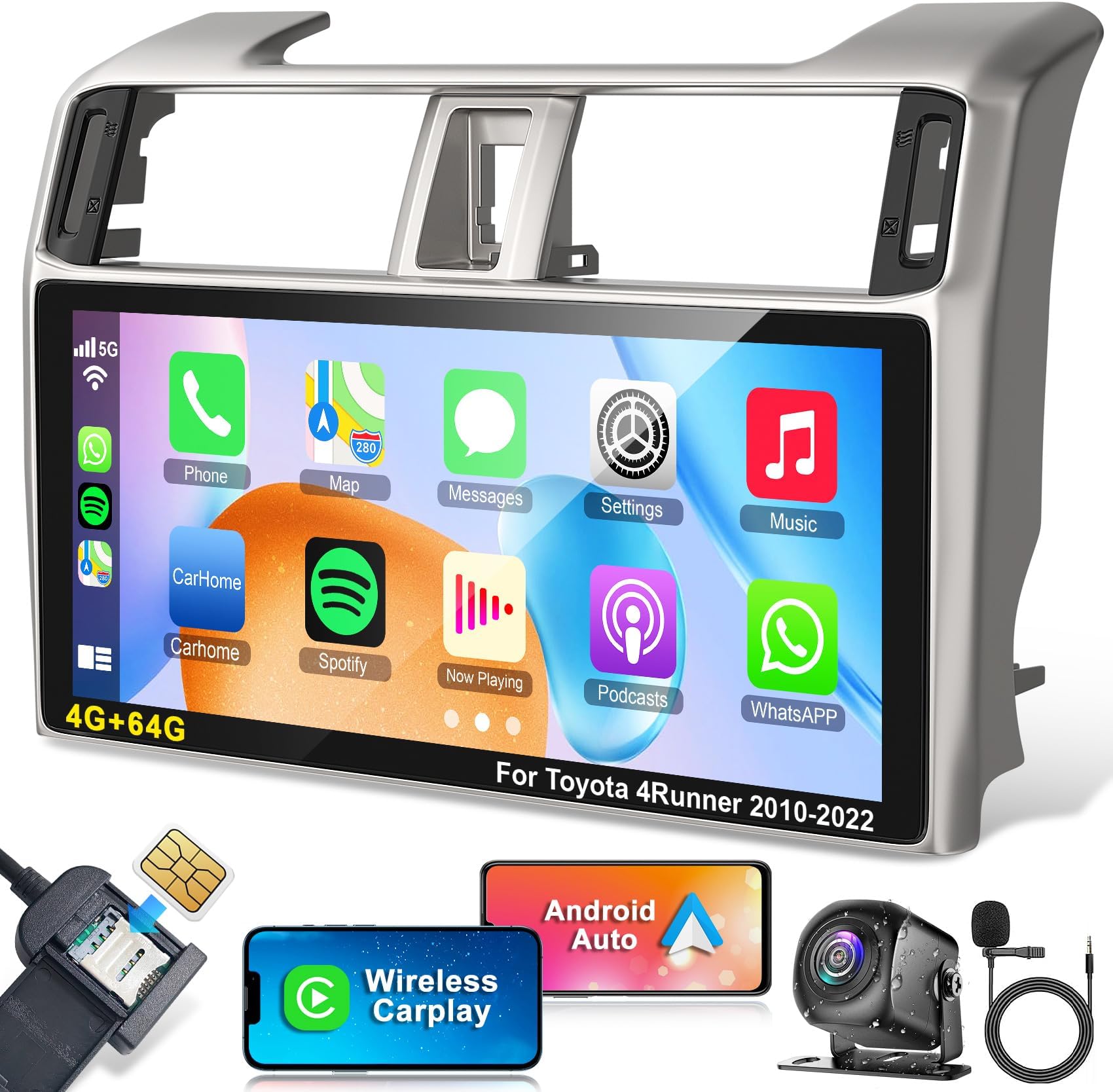 Amazon.com: 5G WiFi Upgrade Car Radio for Toyota 4Runner 2010-2022, 4