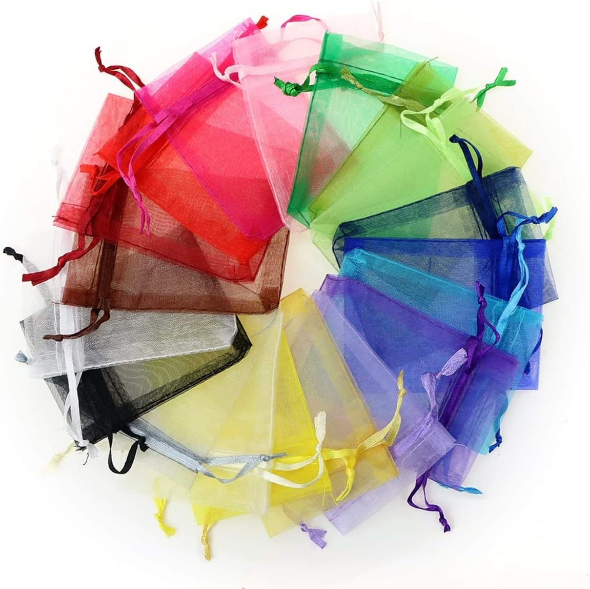 Akstore 100pcs 3.6x4.8''(9x12cm) Organza Gift Bags, Drawstring Pouches Jewelry Party Wedding Favor Gift Bags,Candy Bags. (Mixed Color)
