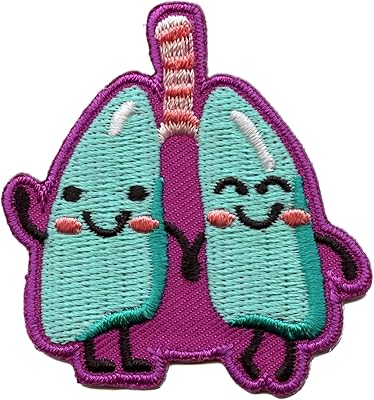 Happy Smiling Lungs Patch Science Anatomy Health Embroidered Iron On