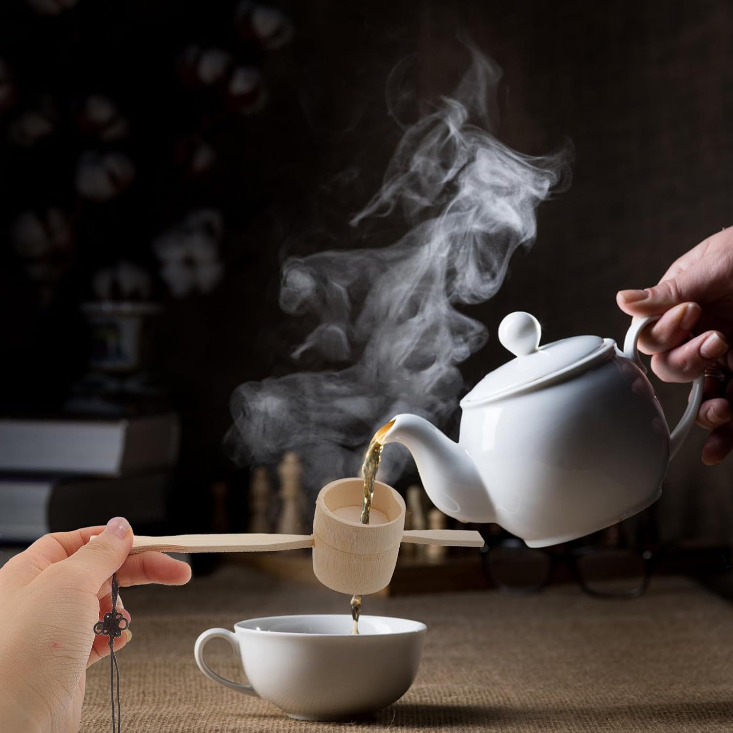 Handmade Bamboo Tea Filter with Handle for Tea Ceremony and Office