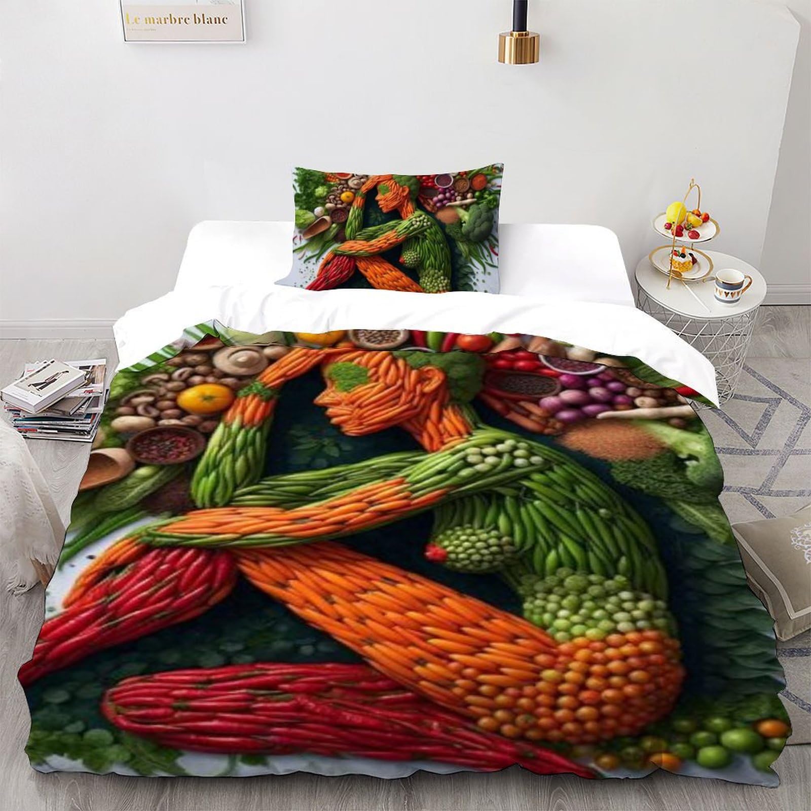 Housse de couette légumes microfibre anti-plis pour lit simple de fille