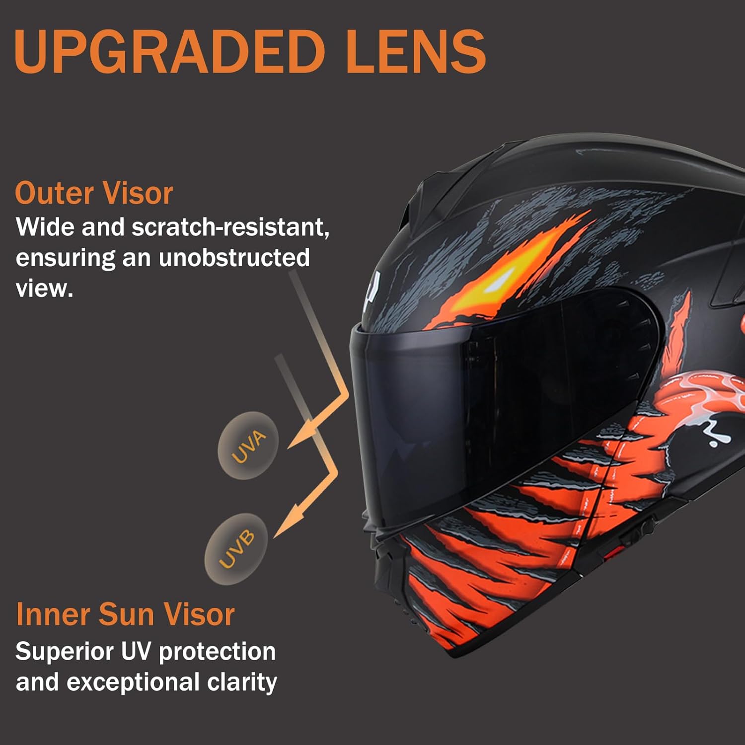 Uchoose Uchoose Modular Motorcycle Helmet Flip Up Full Face, DOT Approved Motorcycle Helmets for Men and Women, Dual Visor with Extra Clear Shield, Multiple Vents, Removable Liner