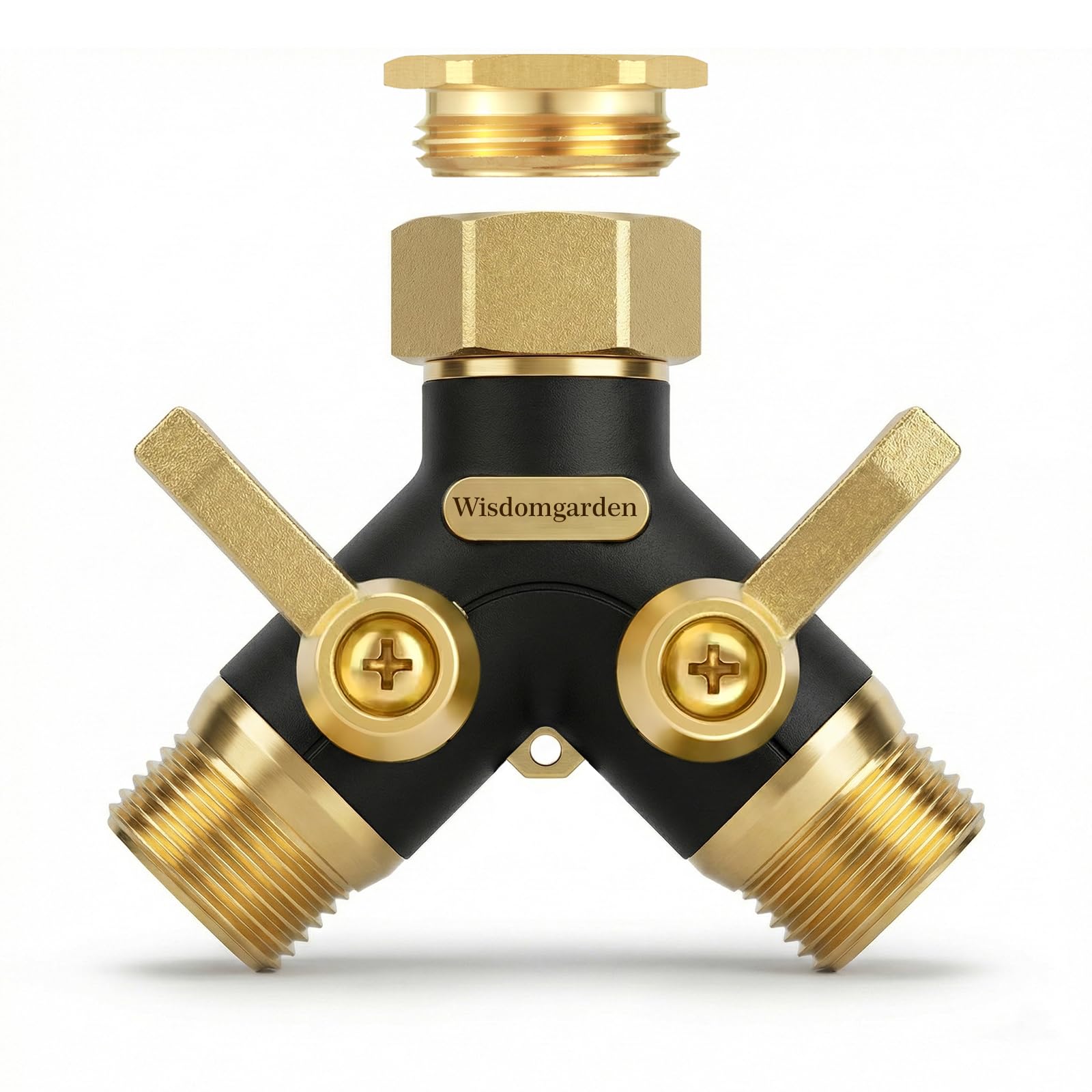 2 Wege Gartenschlauchverteiler, Y Wasserhahn Verteiler mit 2 Absperrventilen, Schlauchverteiler für Garten Bewässerung und Außenwasserhahn, 1zoll wasseranschluss verteiler-mit 3/4 zoll Adapter