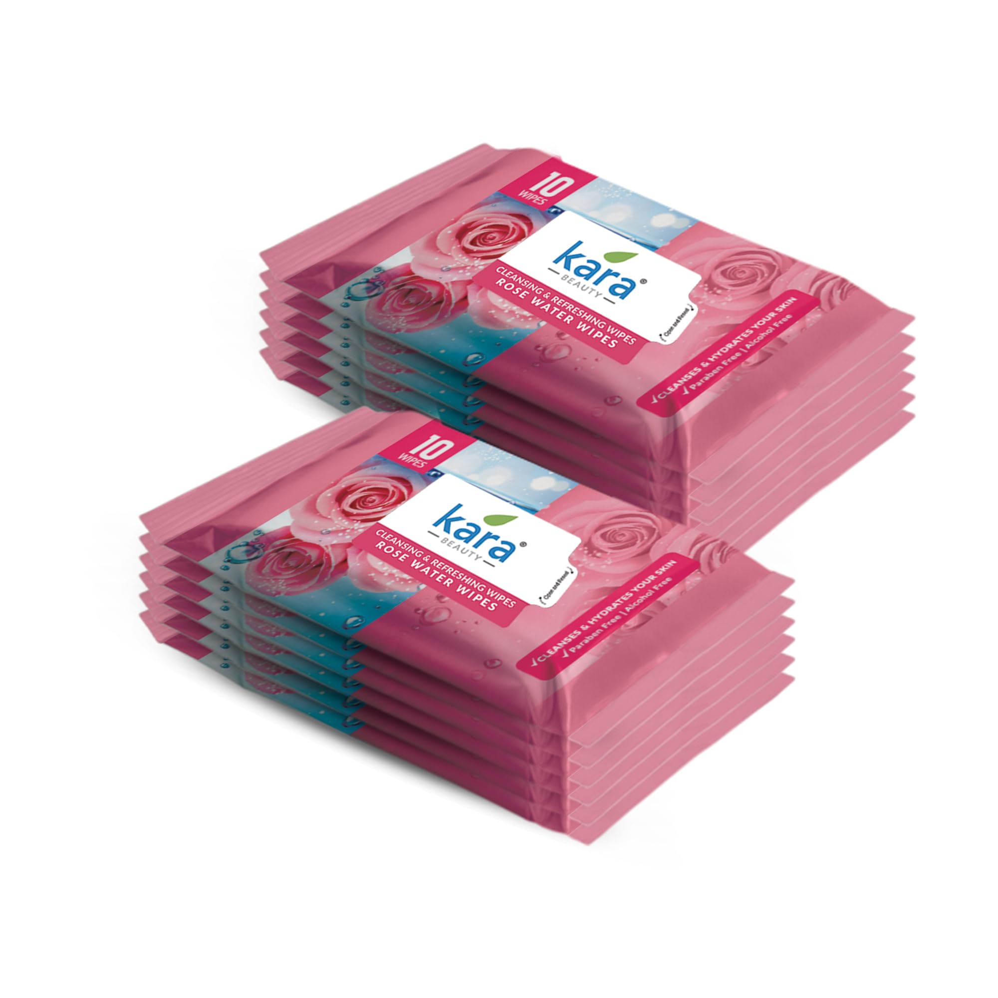Kara Rose Water Facial Wet Wipes- 10 pulls | Cleansing & Refreshing | For a Natural Glow | Pack of 12 (120 Pieces)-picture-21