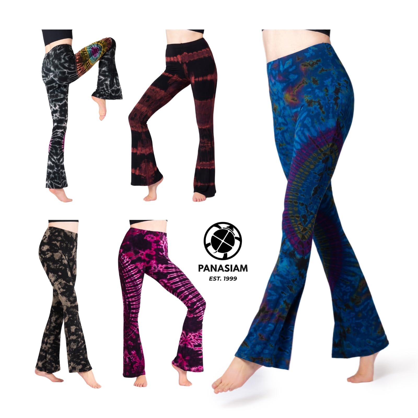 PANASIAM Leggings a Zampa Donna - Design Batik - Leggings Yoga Sportive