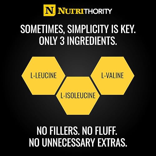 Vista 3 de Nutrithority Amino Factor - BCAA instantáneos, goma chorreante, 30 porciones, aminoácidos de cadena ramificada sin azúcar, bebida intra y después