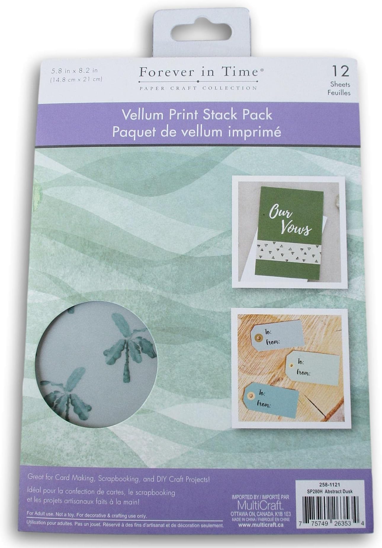 Forever in Time Paper Craft Scrapbook Vellum Print Stack Pack - Abstract Dusk -12 Sheets