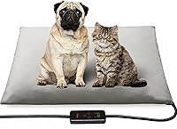 Toozey Medium Pet Heating Pad 28x20in: 6 Temp Settings, Timer, Waterproof, Chew-Resistant Cord for Dogs & Cats