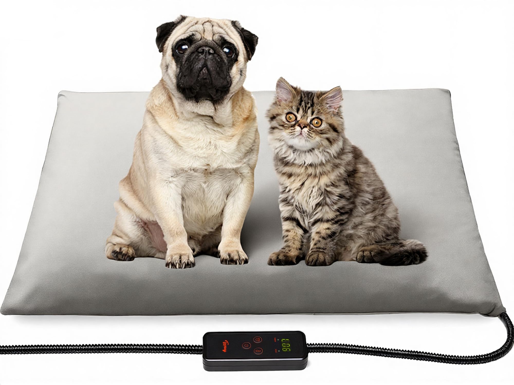 Toozey Medium Pet Heating Pad, 28x20 in, 6 Temp Settings, Timer, Waterproof, Chew-Resistant Cord, for Dogs and Cats