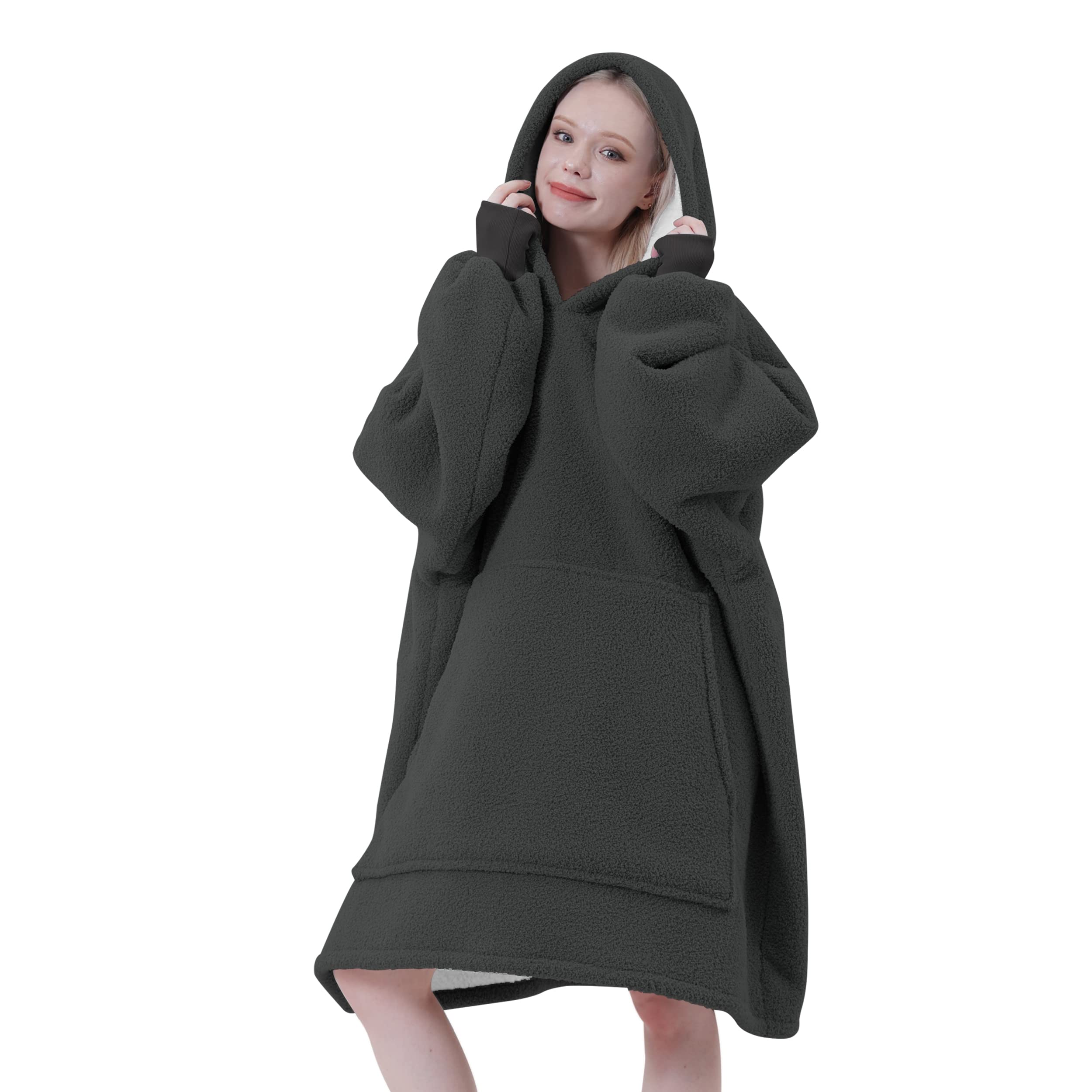 EasyGoing Oversized Wearable Blankets Hoodie for Women and Men, Double