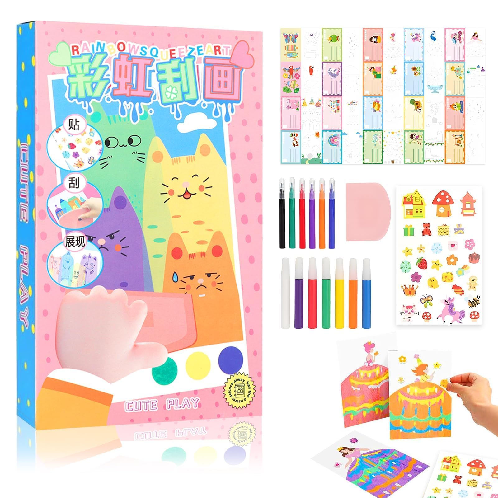 Acheter Lot de 50 feuilles de papier arc-en-ciel à gratter avec stylets en bambou Kit d'artisanat à gratter pour enfants pour Acheter Lot de 50 feuilles de papier arc-en-ciel à gratter avec stylets en bambou Kit d'artisanat à gratter pour enfants pour