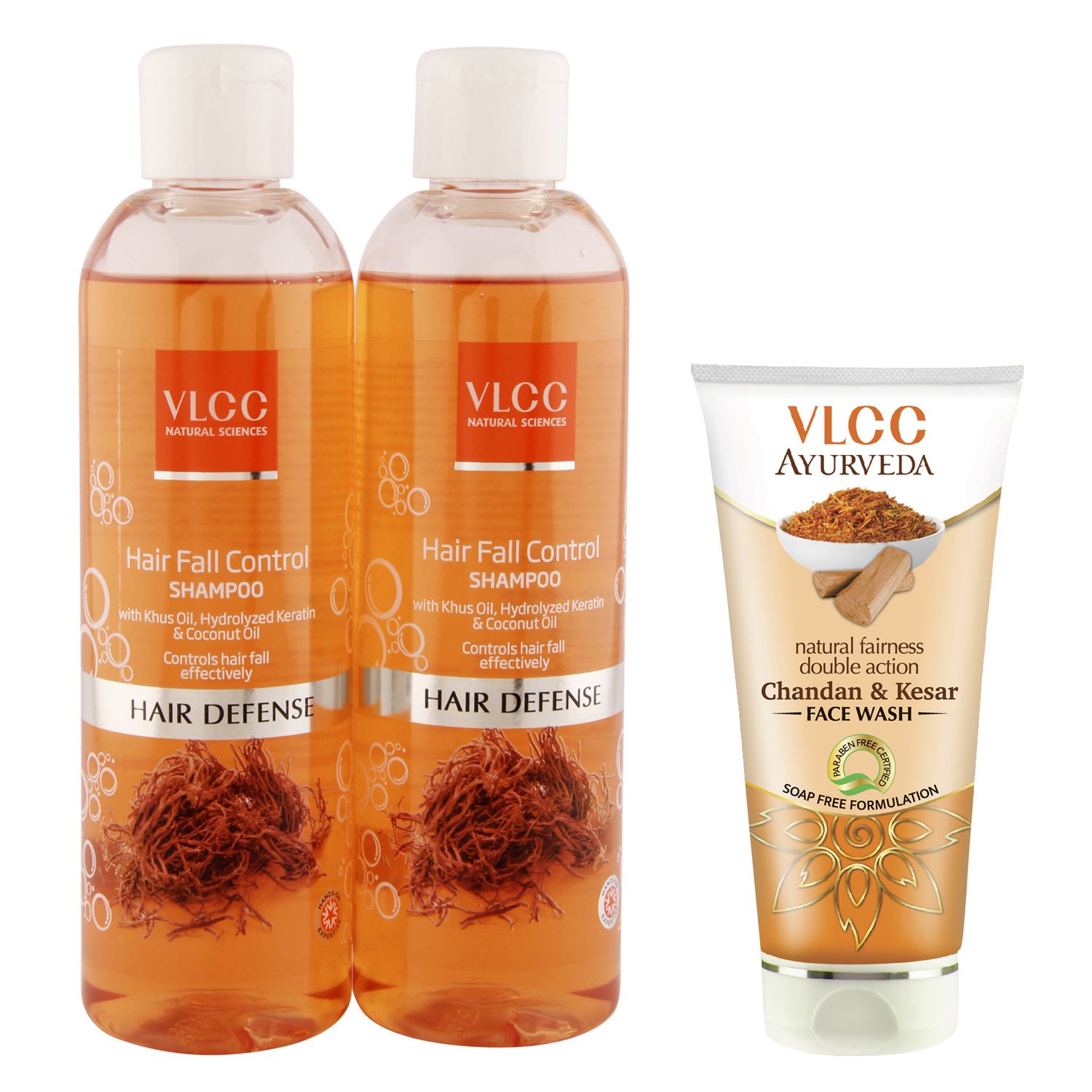 Buy VLCC Hair Fall Control Shampoo (Buy 1 Get 1) and Kesar Chandan Face
