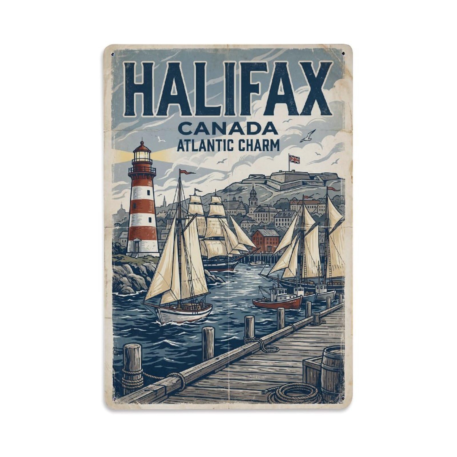 Gead 8X12inch Style Travel Canada Halifax Retro Metal Tin Sign