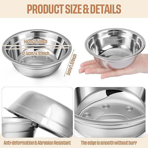 Miniatura 2 de Zhehao 30 cuencos de acero inoxidable para perros, recipientes de metal para alimentos y agua de repuesto para perros, cuencos ligeros para mascotas