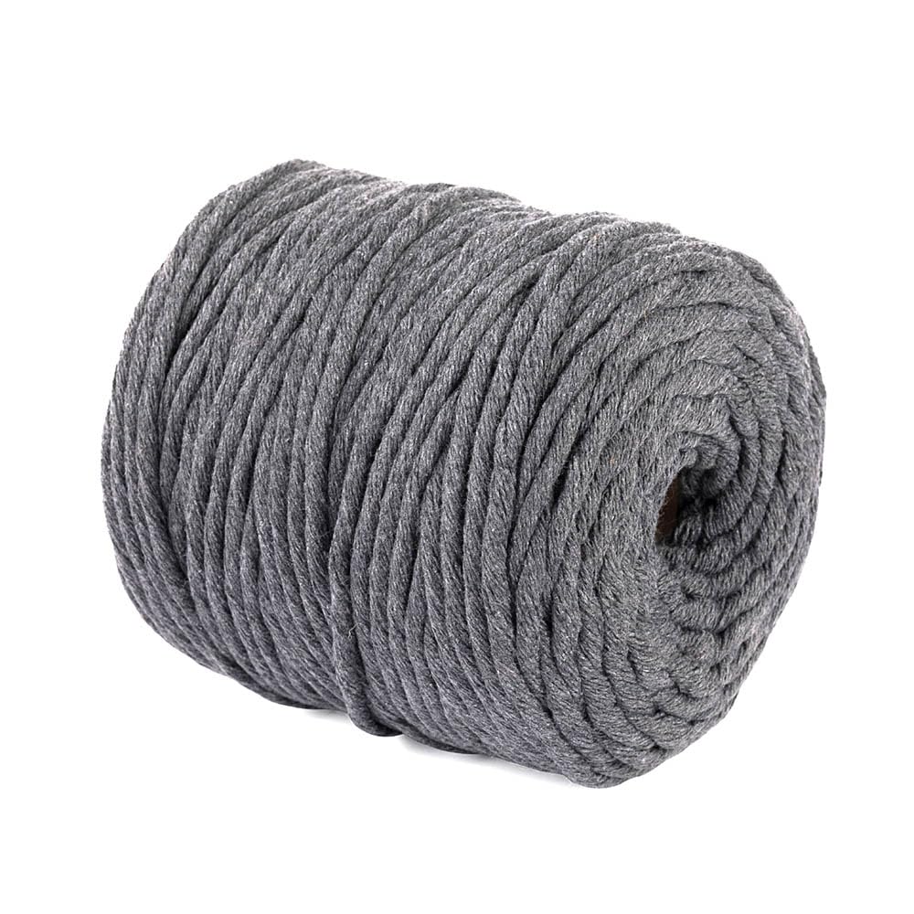 29 Colors 3mm Braided Macrame 100% Cotton Cord Crafting, Jewelry Making & Rustic Home Décor String Rope Craft Project DIY Supply Soft Nartural Knotting Boho Decor Knitting (Grey, 100m)