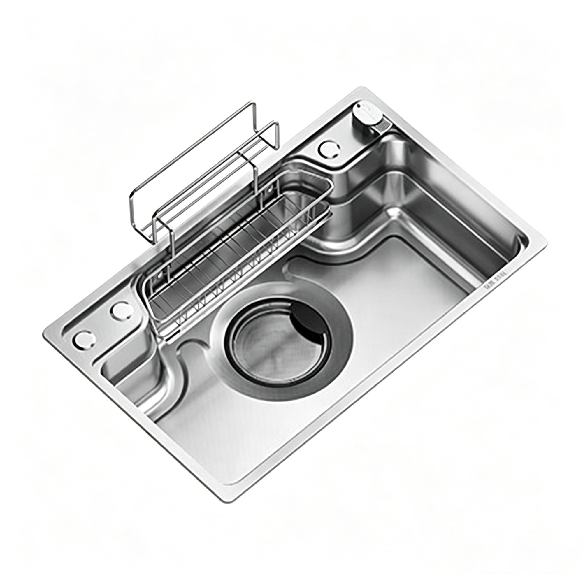 SC Kitchen Sink, Stainless Steel Single Bowl, Equipped with Drain Basket, Drain Kit, Cutting Board, Single Bowl Countertop Sink(68cm)