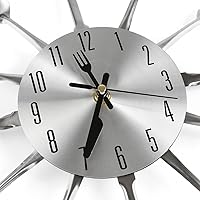 Vista 3 de Relojes de pared de cocina de 16 pulgadas con esfera de tenedor y cuchara, movimiento silencioso a pilas, gran decoración de pared y regalos