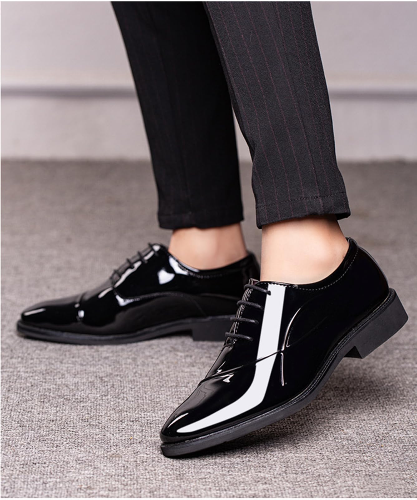Scarpe da uomo Oxford classiche lucide brevettate Business Formale Scarpe da sposa suola in gomma antiscivolo
