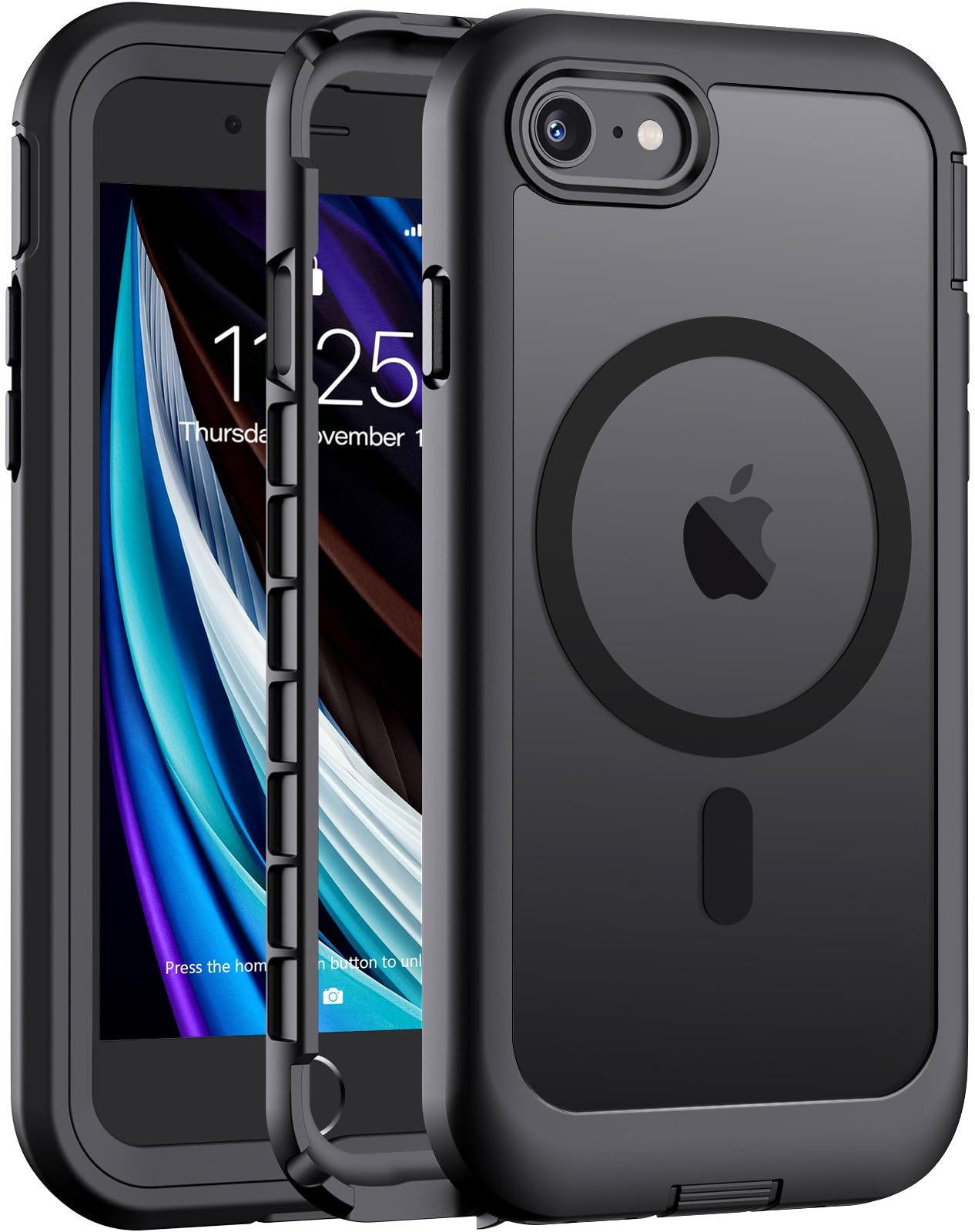 jaroco Magnetic for iPhone SE Case 3rd/2rd,iPhone 8/7 Case 4.7''-Black | Compatible with MagSafe,Military Grade Drop Protection,Translucent Matte,Non-Slip,Shockproof 2-Layer Durable Bumper Case