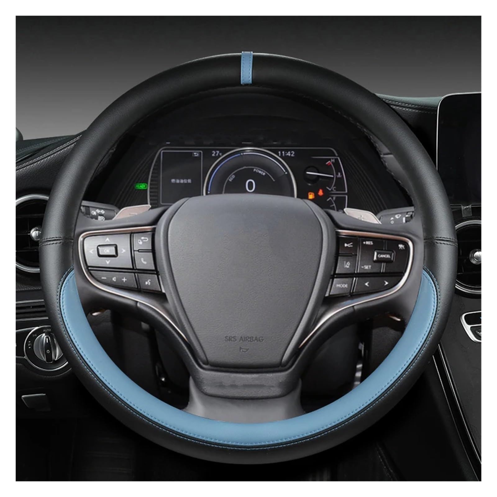 SQIFBA Steering Wheel Cover For Lexus Is250 RX350 Is350 GX460 Is300 ES350 RC LS NX CT200h Microfiber Leather Car Steering Wheel Cover 38CM Auto Accessories Car Interior Decor(Blue)