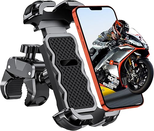 Soporte de teléfono para bicicleta, giratorio de 360 soporte de teléfono para manillar de bicicleta, protección segura mejorada para motocicleta,